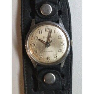1966 Bulova Arabic Numerals Stainless Steel Case Watch WORKS